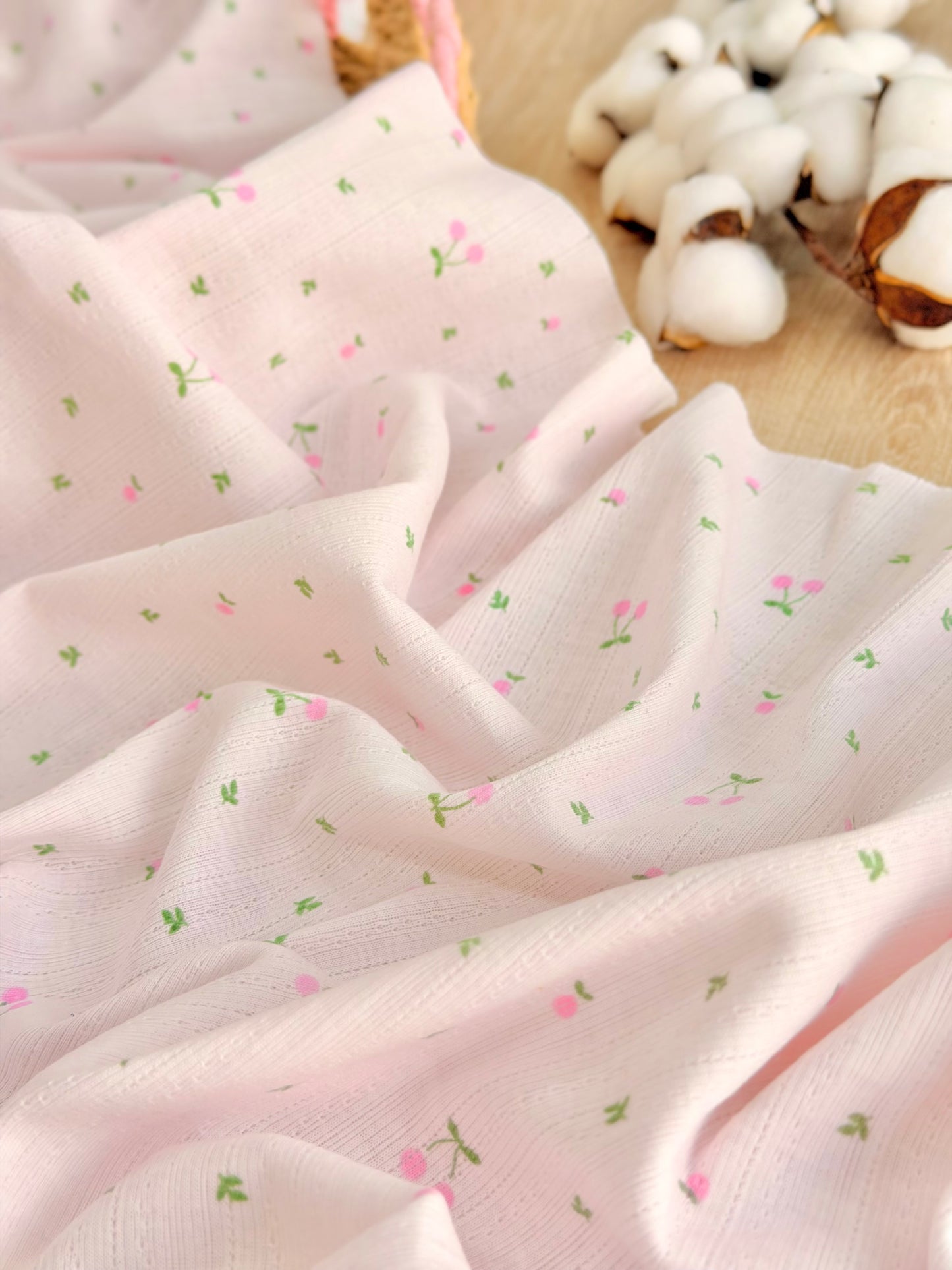 Printed Cotton Jersey Cherry Blossom