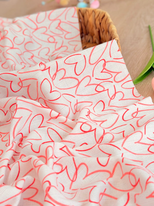 Printed Cotton Jersey Love Sketch