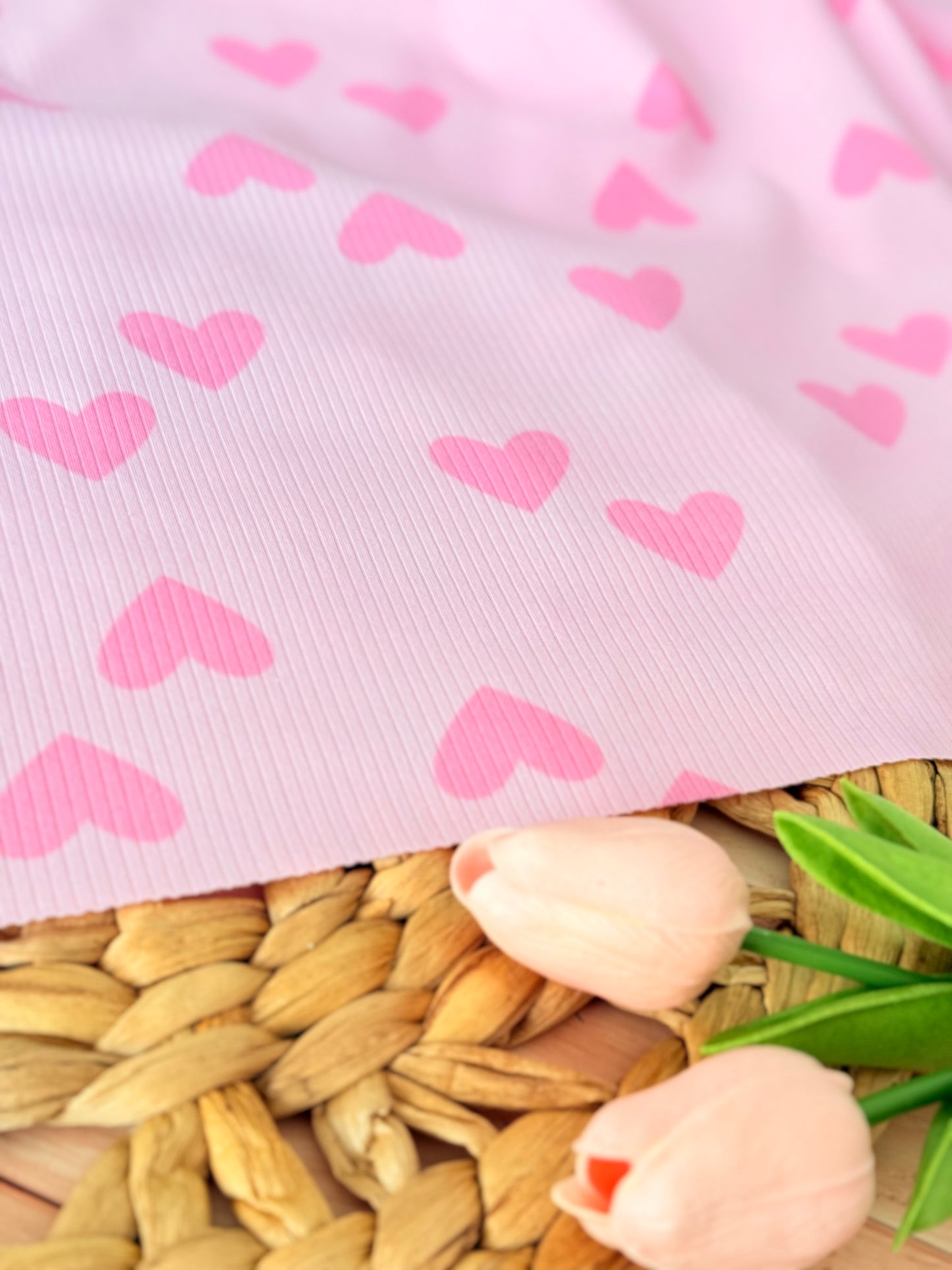 Printed Rib Pink Hearts Dream