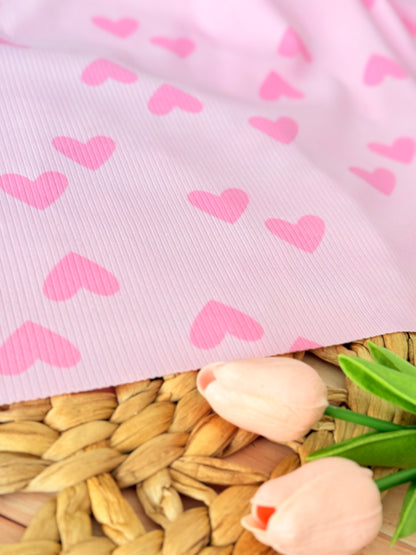 Printed Rib Pink Hearts Dream