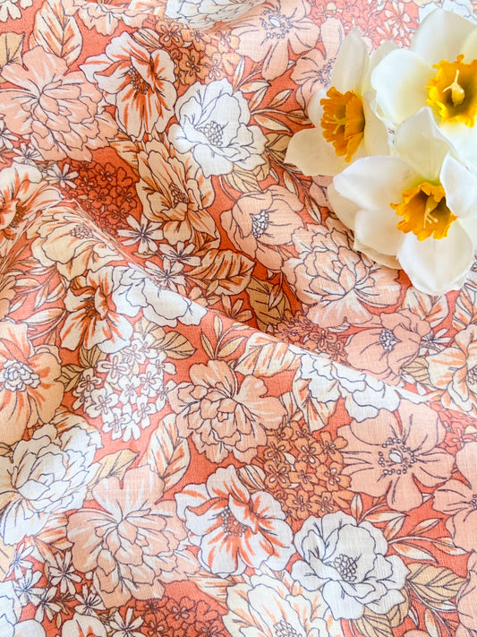 Printed Linen Orange Summer