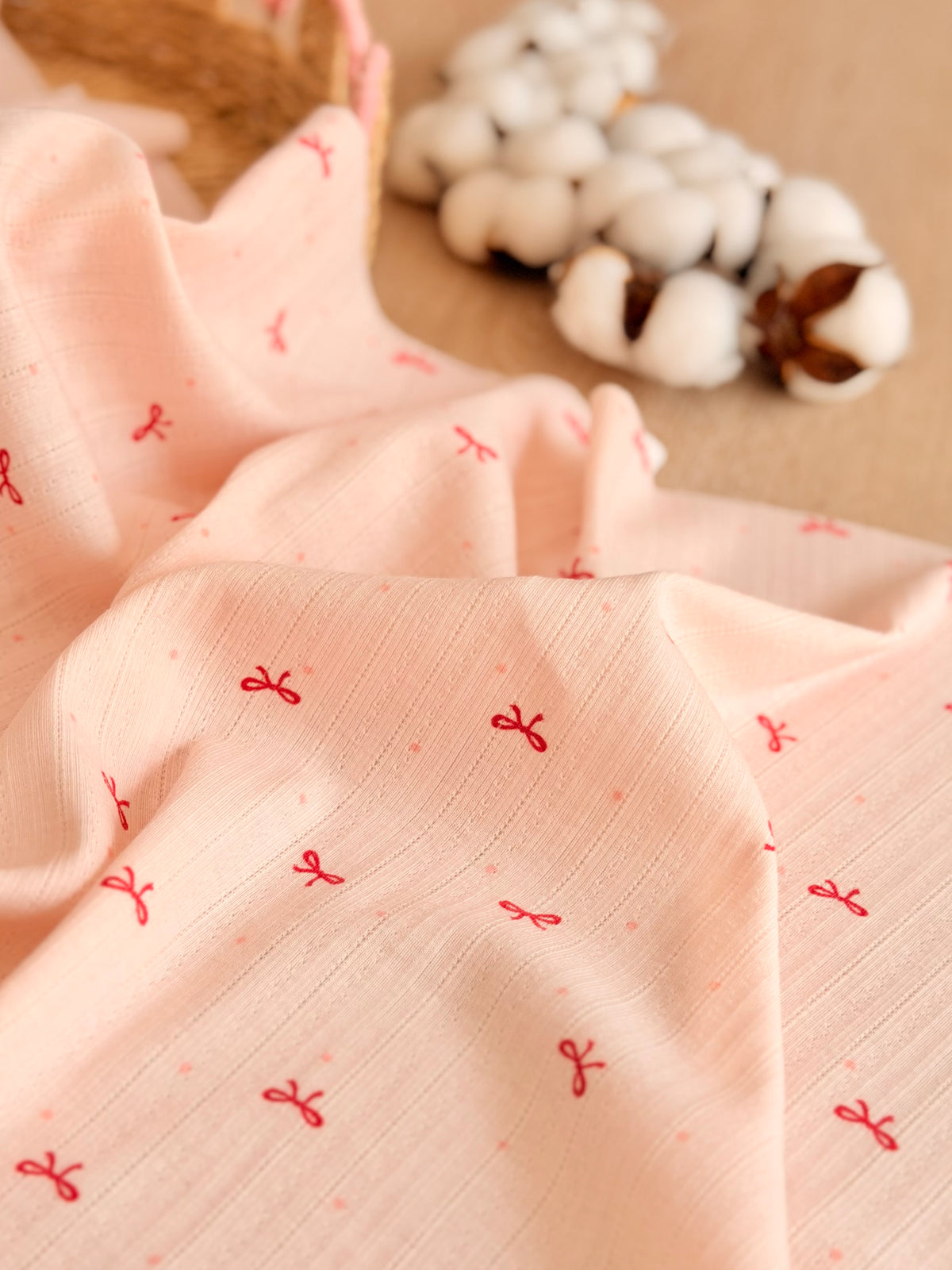 Printed Cotton Jersey Cherry Bows