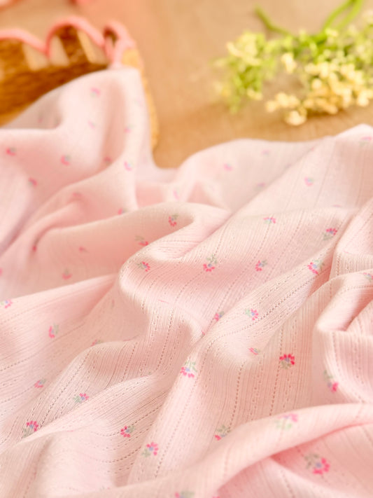 Printed Cotton Jersey Tiny Daisy Pink