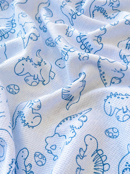 Printed Waffle Fabric Dino