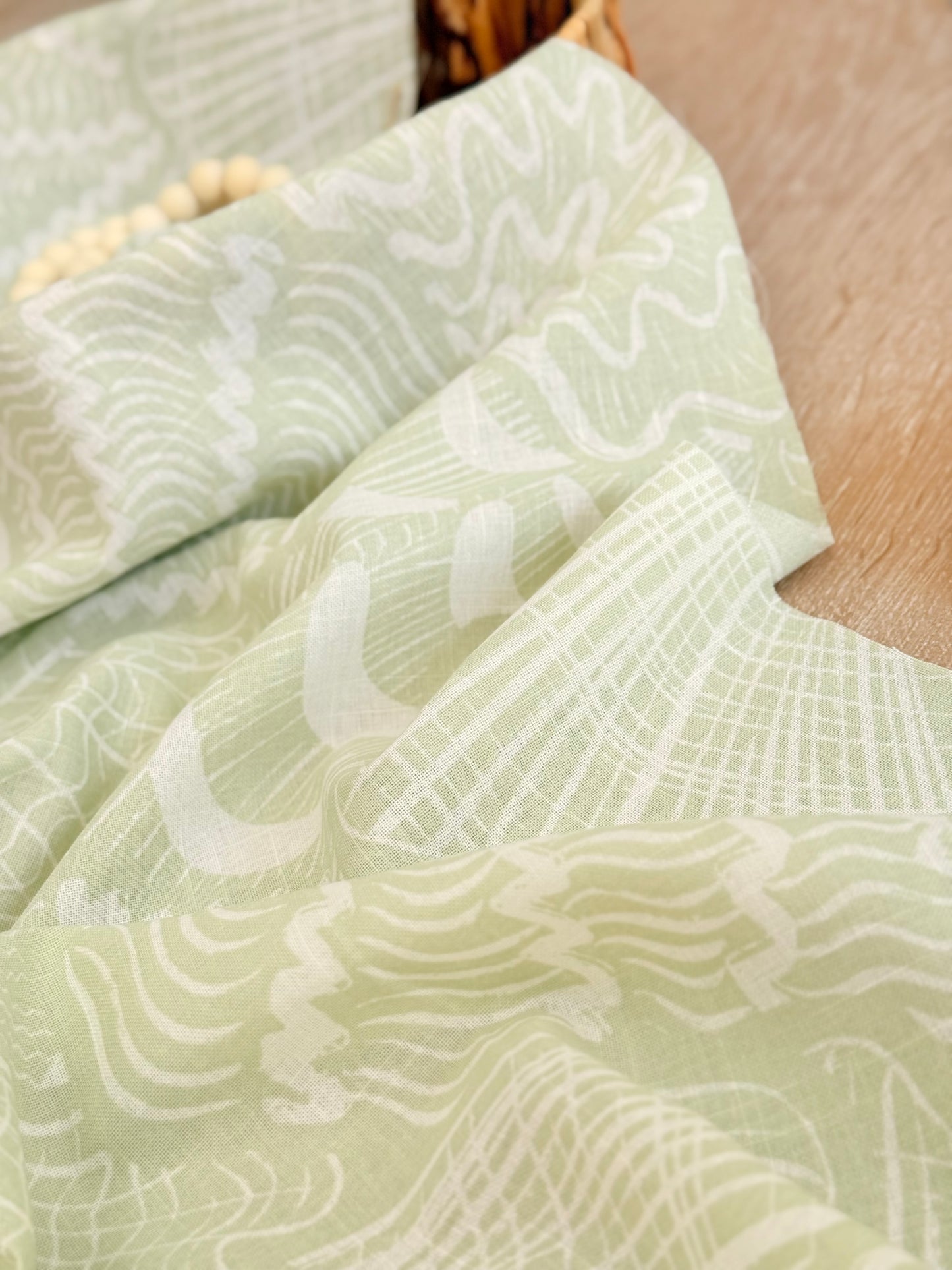 Printed Linen Coral Flow