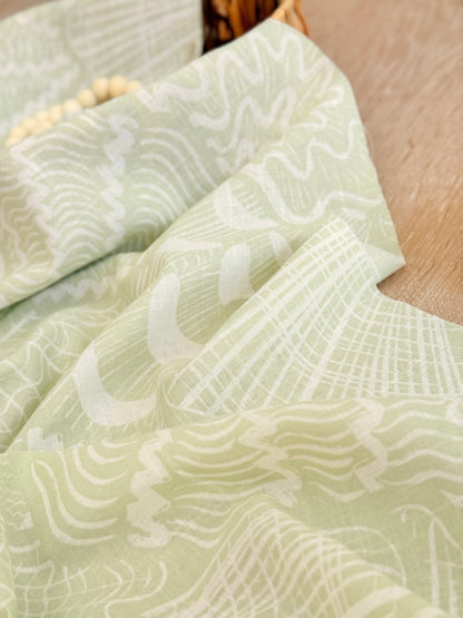 Printed Linen Coral Flow