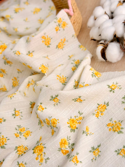 Embroidered Cotton Golden Rose