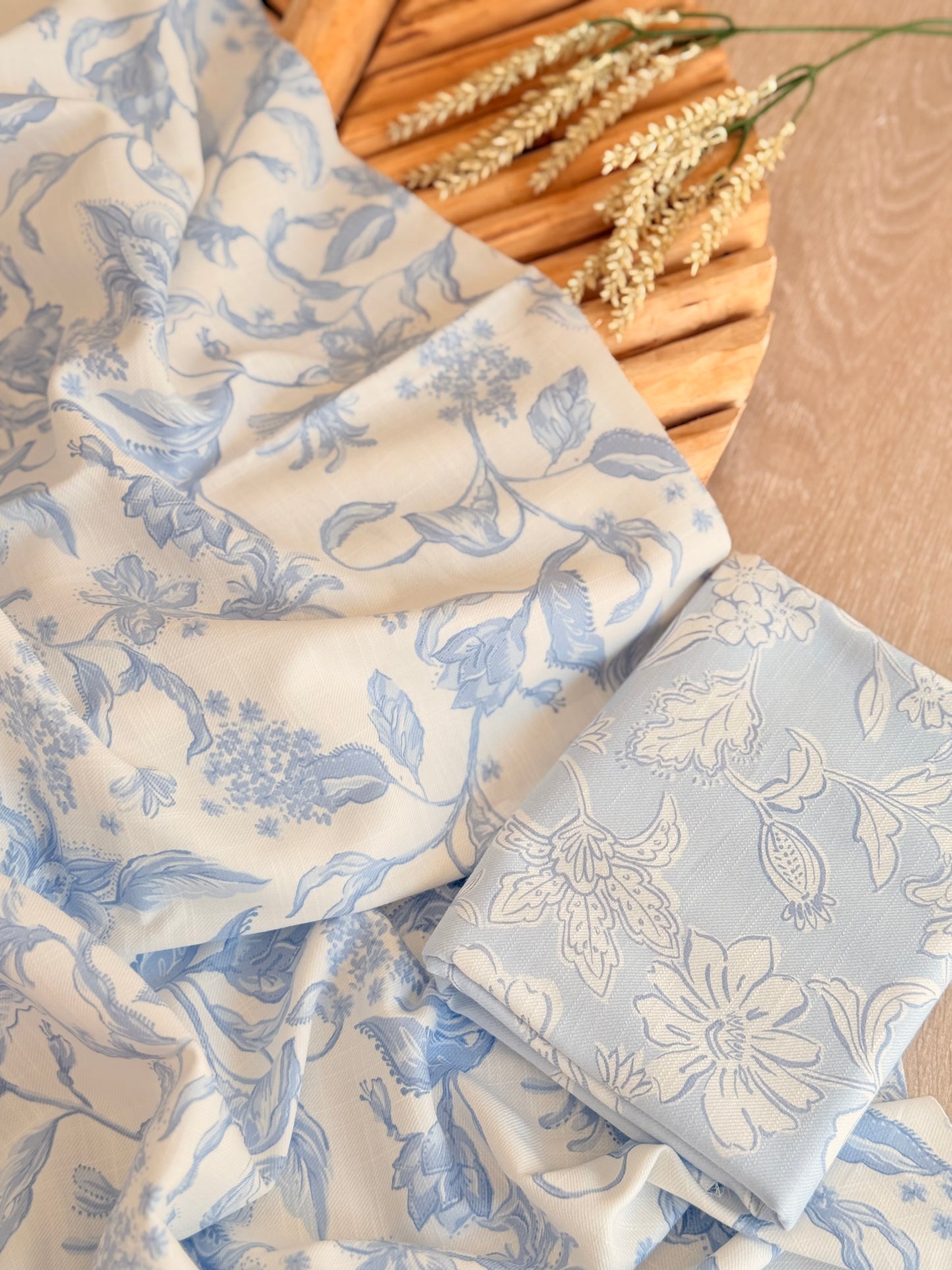 Printed Linen Slub Porcelain Garden