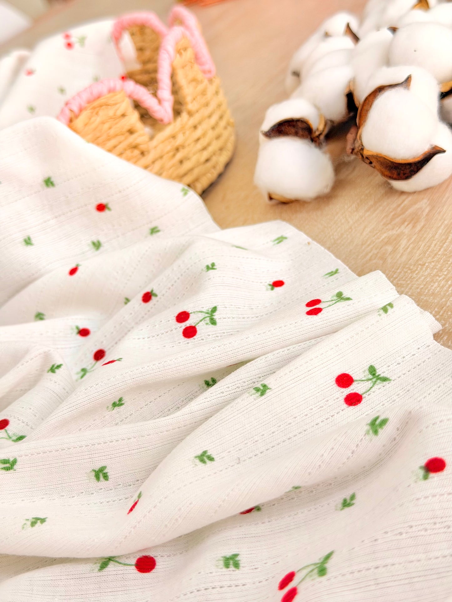 Printed Cotton Jersey Cherry Blossom