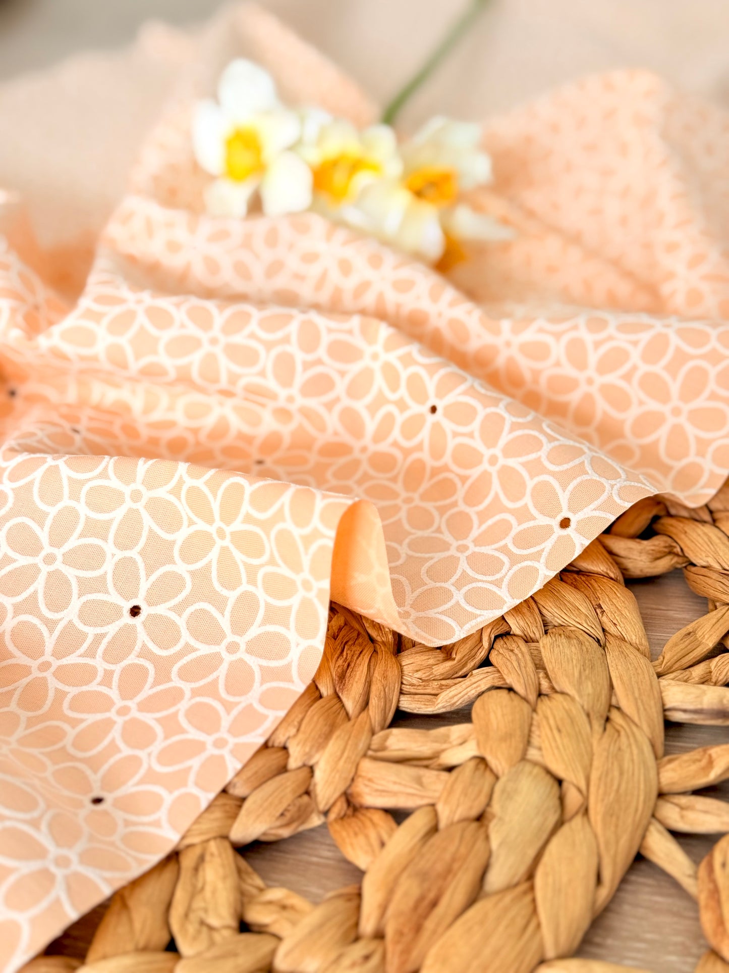 Printed Holl Out Cotton Spring Petals