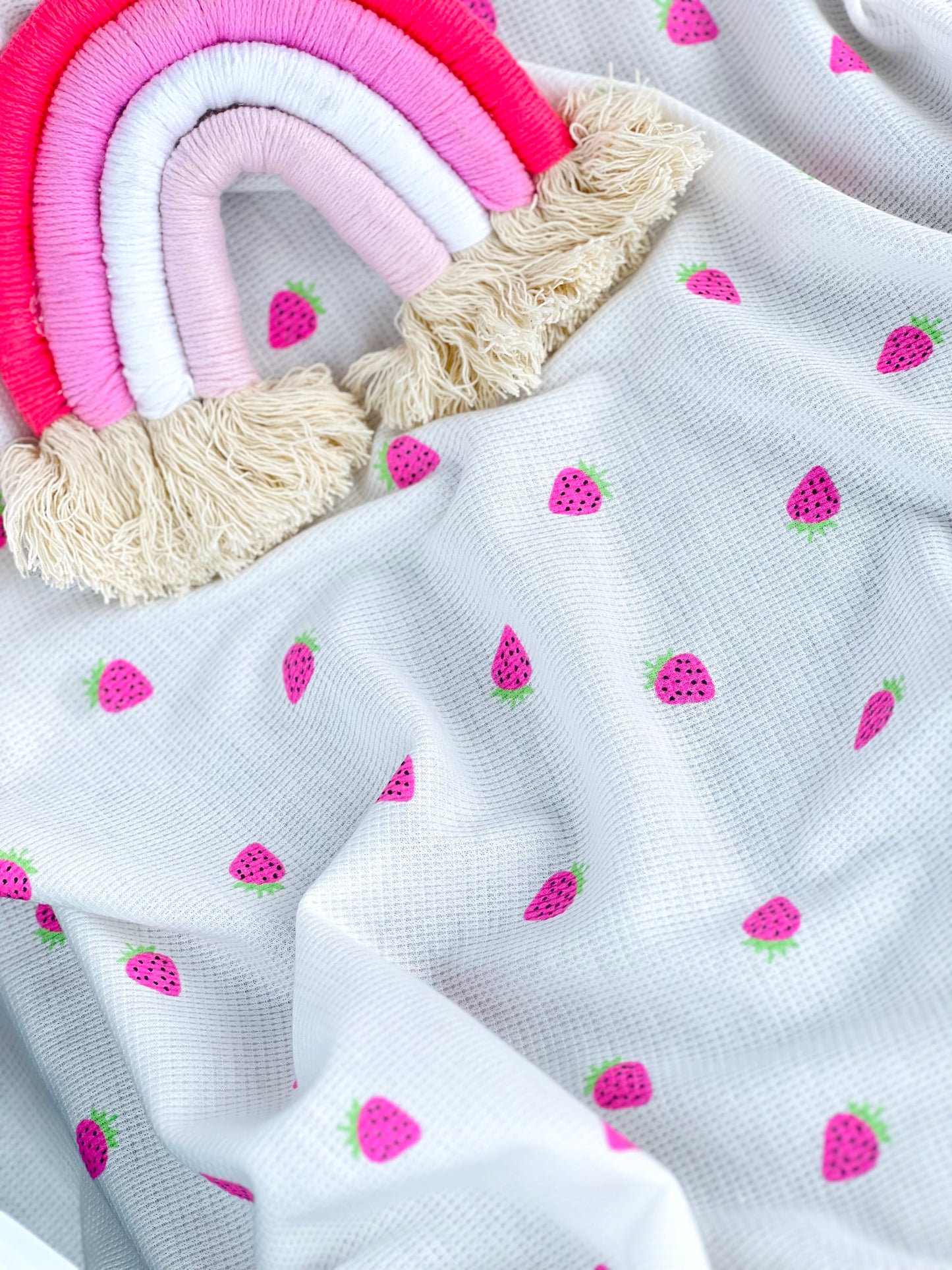 Printed Waffle Fabric Strawberry