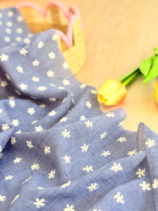 Embroidered Cotton Chambray Bloom