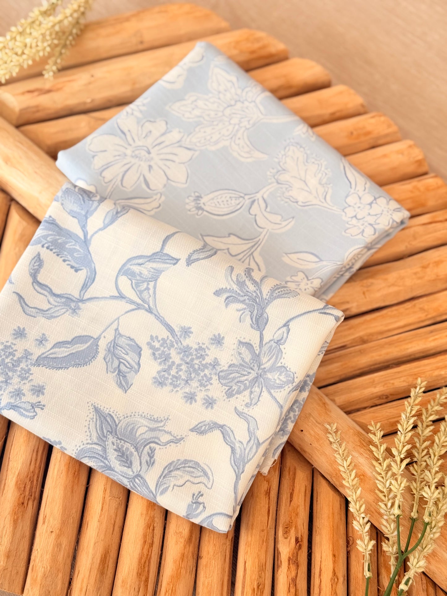 Printed Linen Slub Porcelain Garden