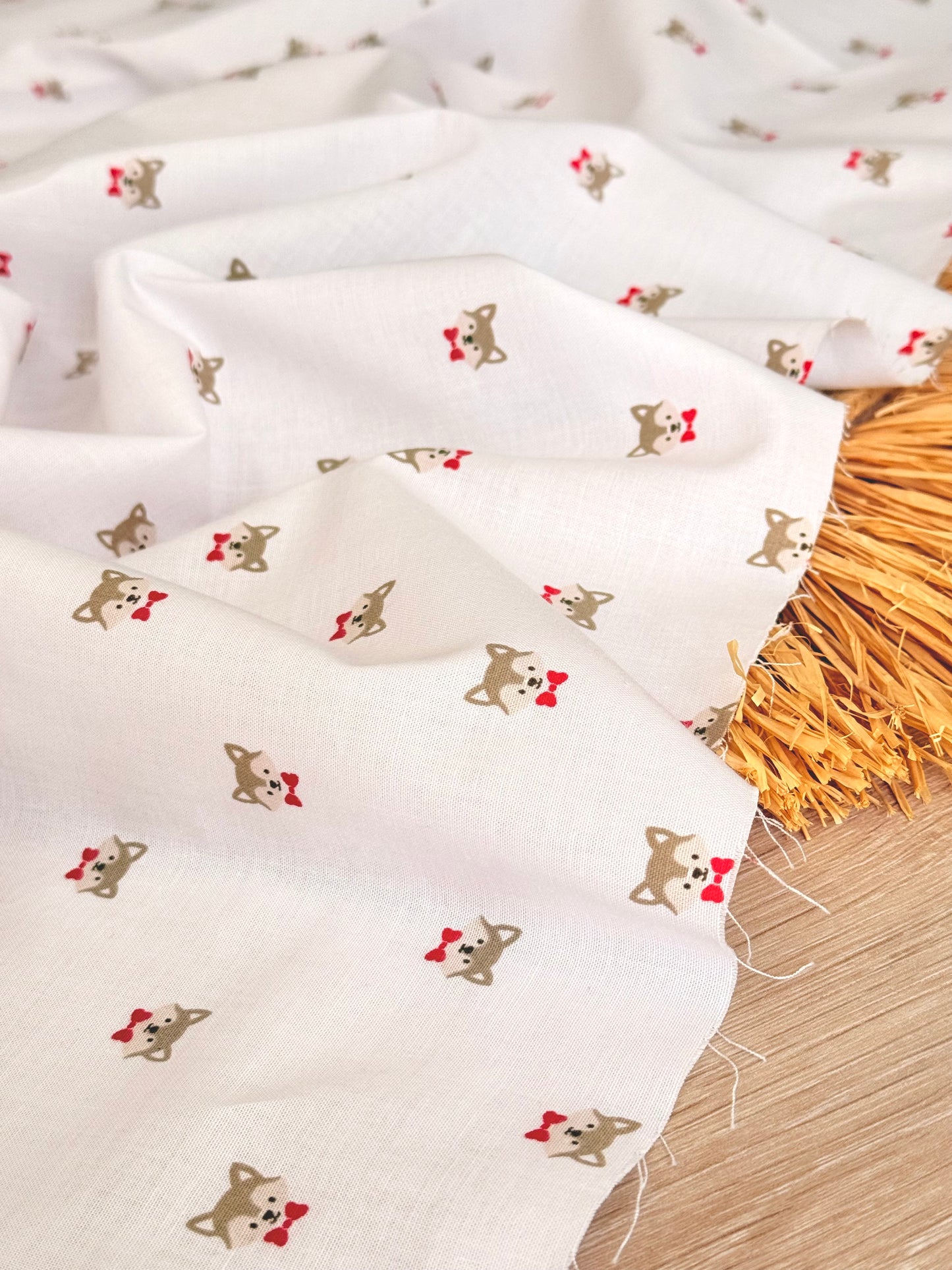 Printed Cotton Bow Puppy