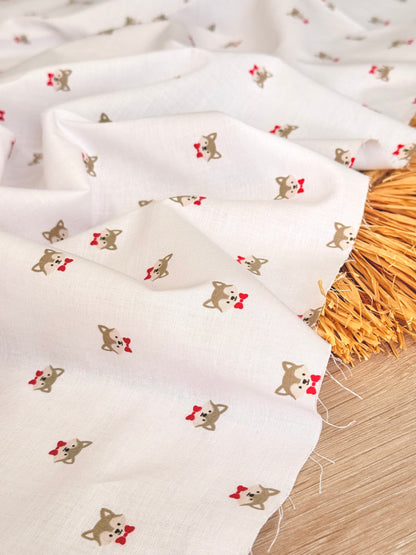 Printed Cotton Bow Puppy