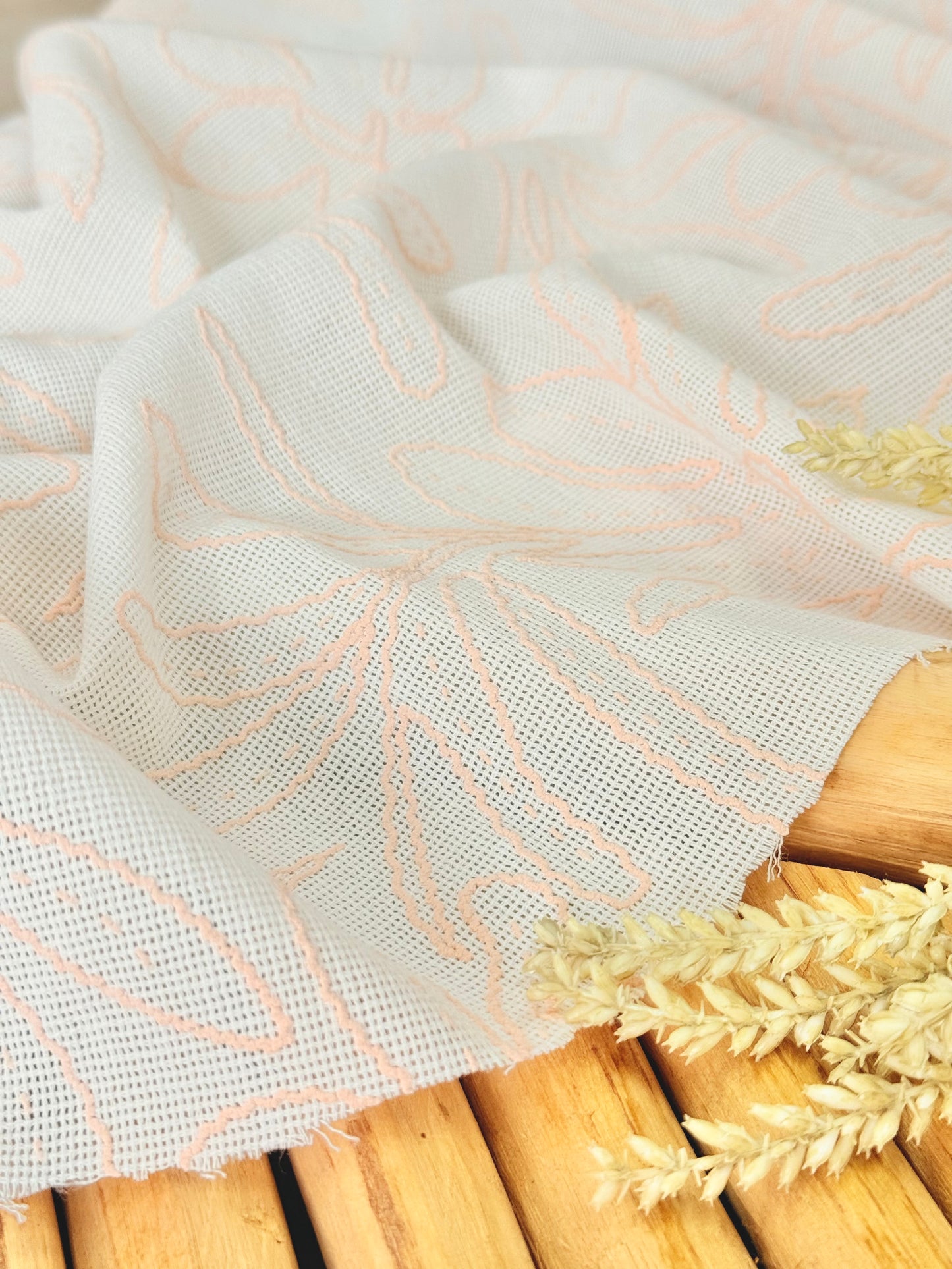 Artisanal Printed Linen Quiet Embroidery