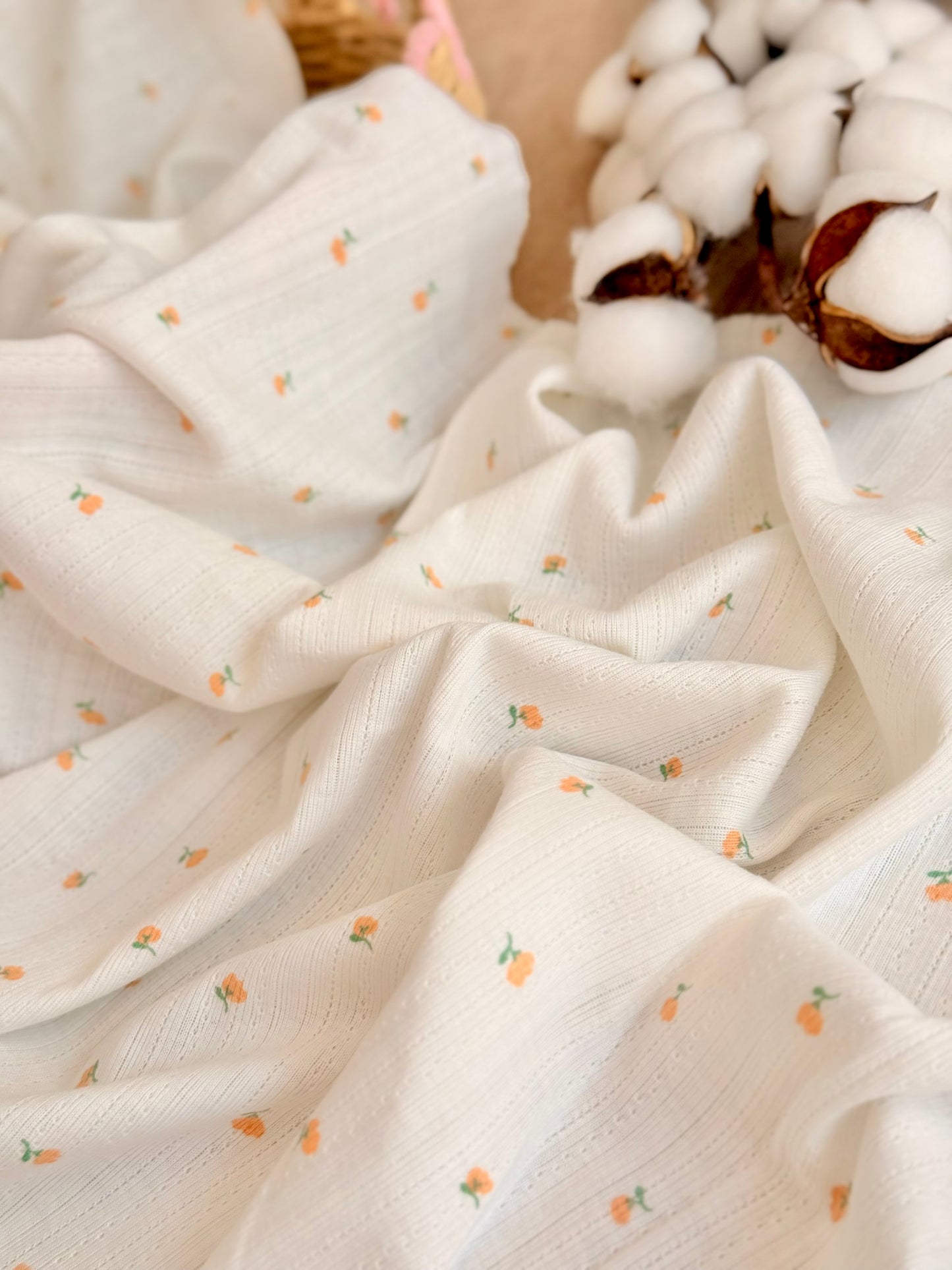 Printed Cotton Jersey Tiny Roses