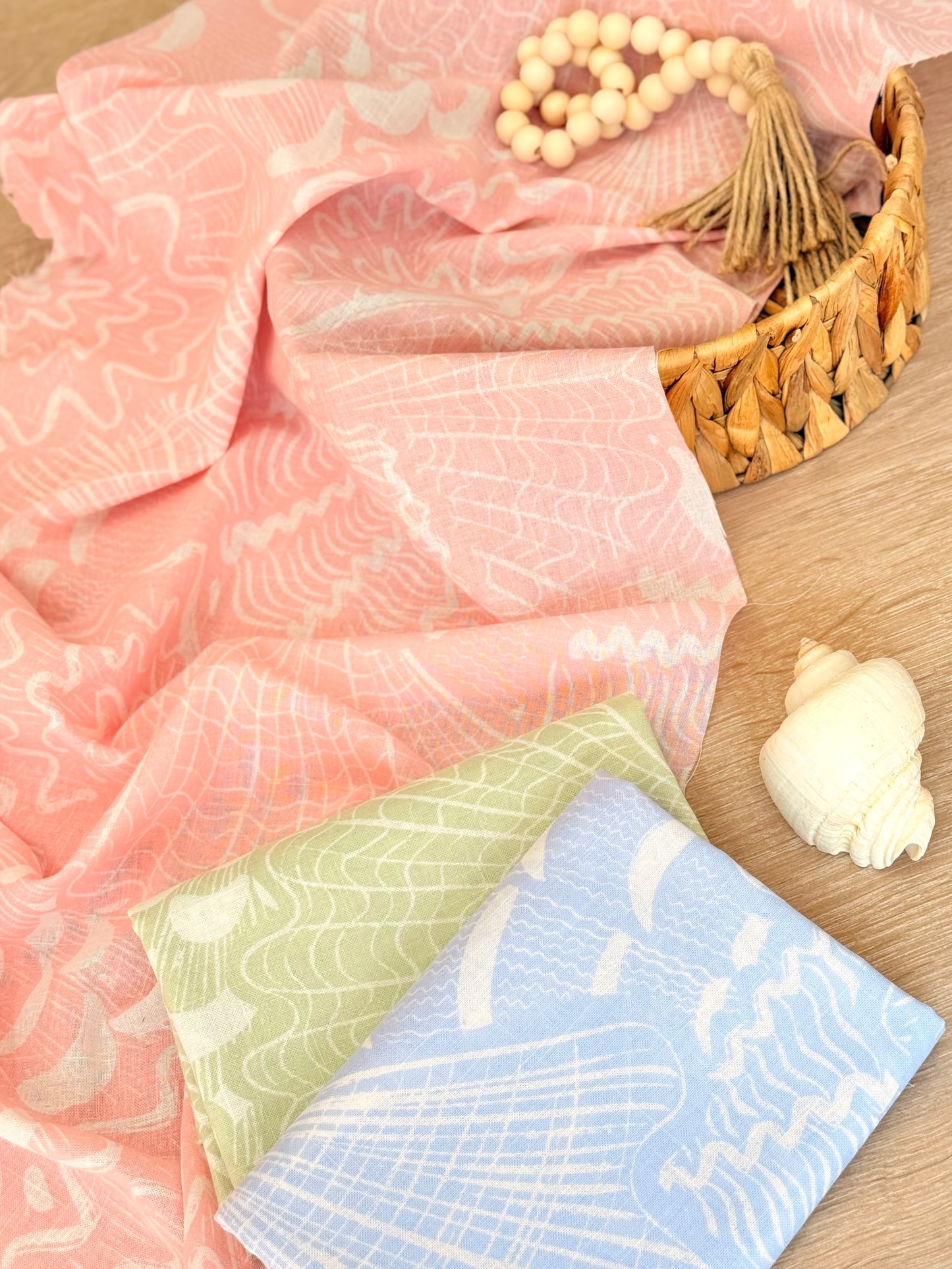 Printed Linen Coral Flow