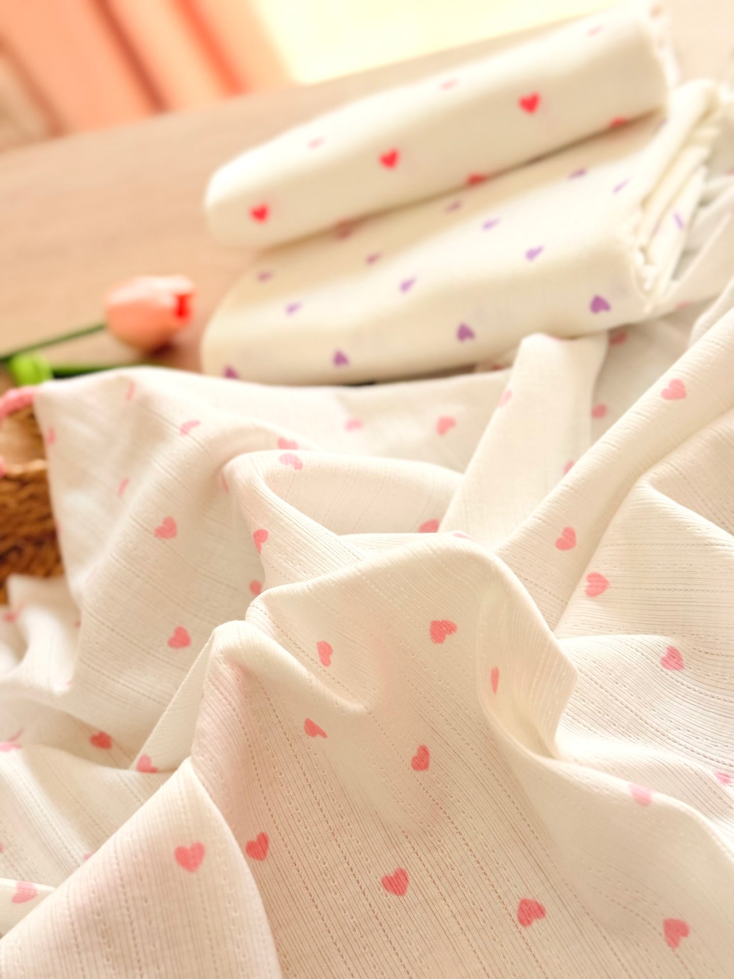 Printed Cotton Jersey Little Hearts
