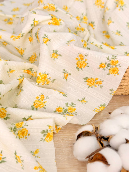 Embroidered Cotton Golden Rose
