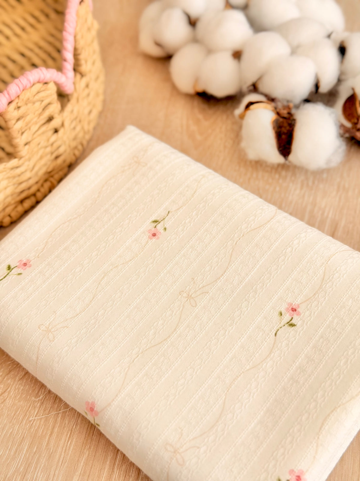 Embroidered Cotton Blush Garden