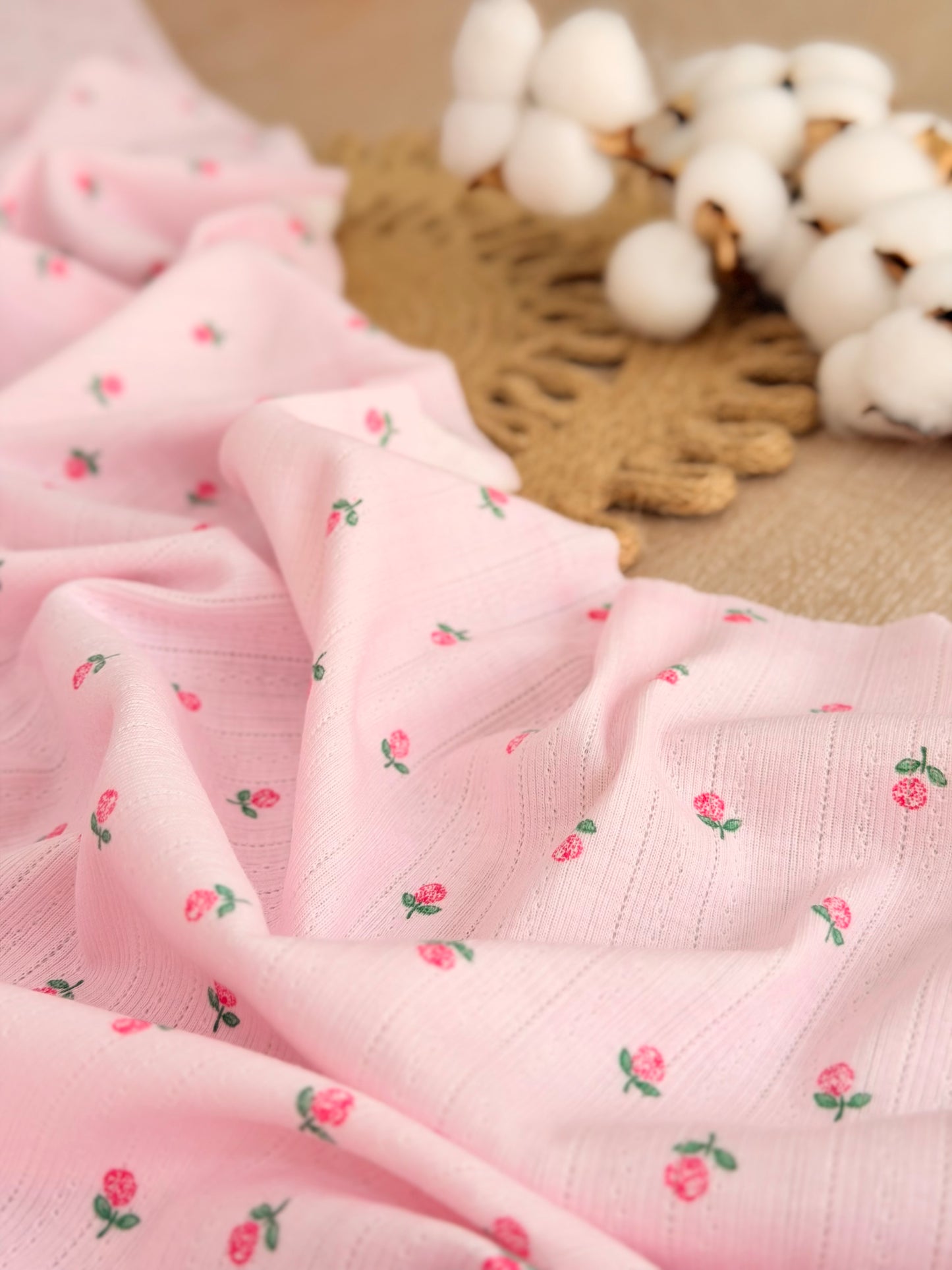 Printed Cotton Jersey Blush Petals