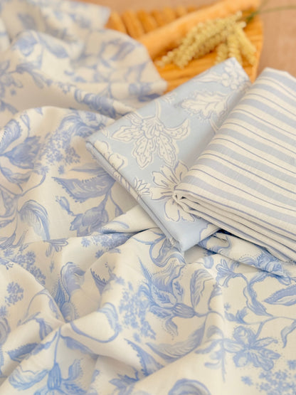 Printed Linen Slub Porcelain Garden