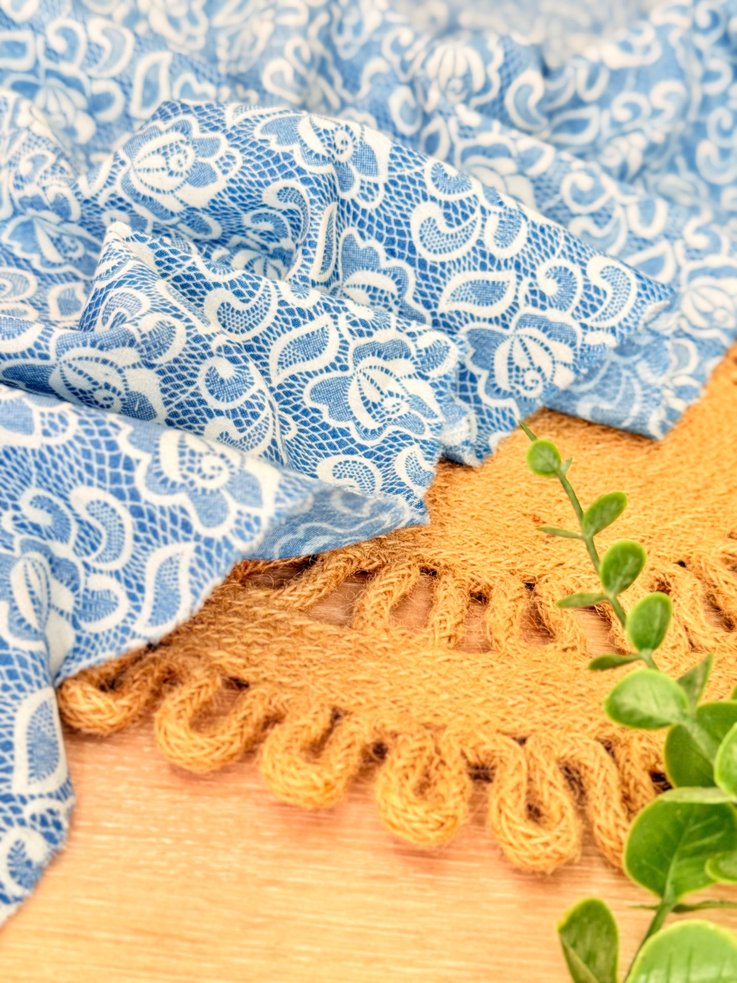Printed Denim Blue Lace Garden