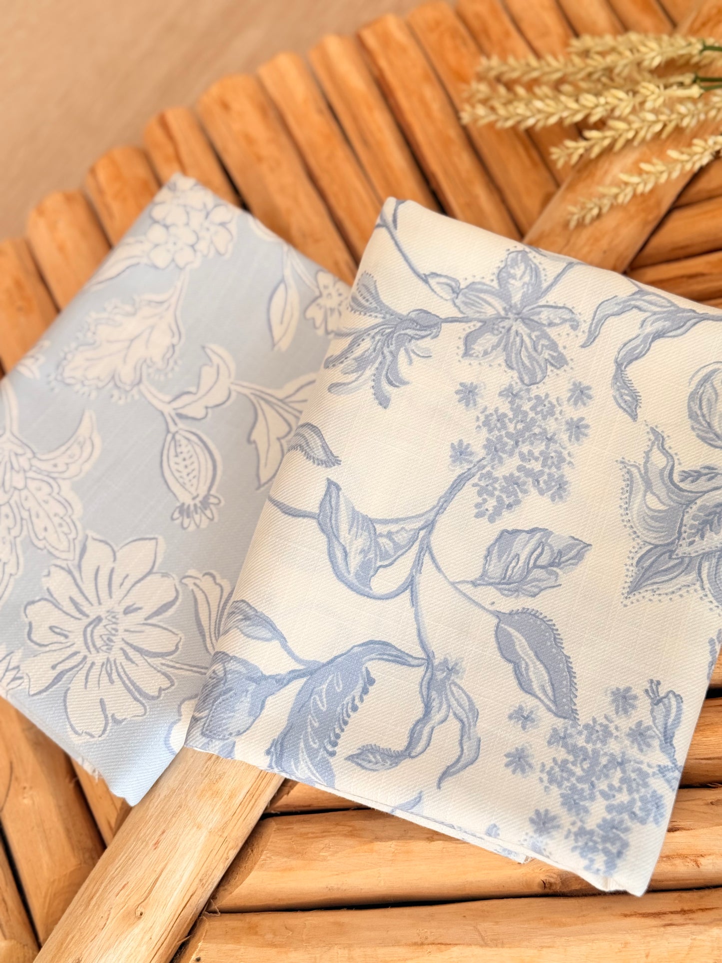 Printed Linen Slub Porcelain Garden
