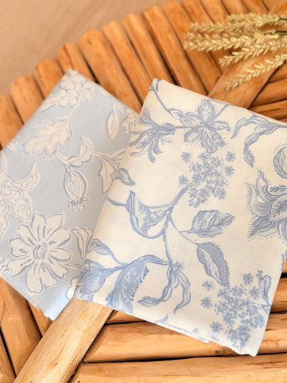 Printed Linen Slub Porcelain Garden