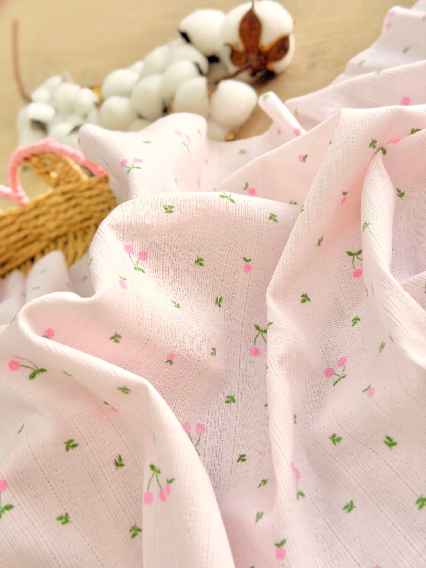 Printed Cotton Jersey Cherry Blossom