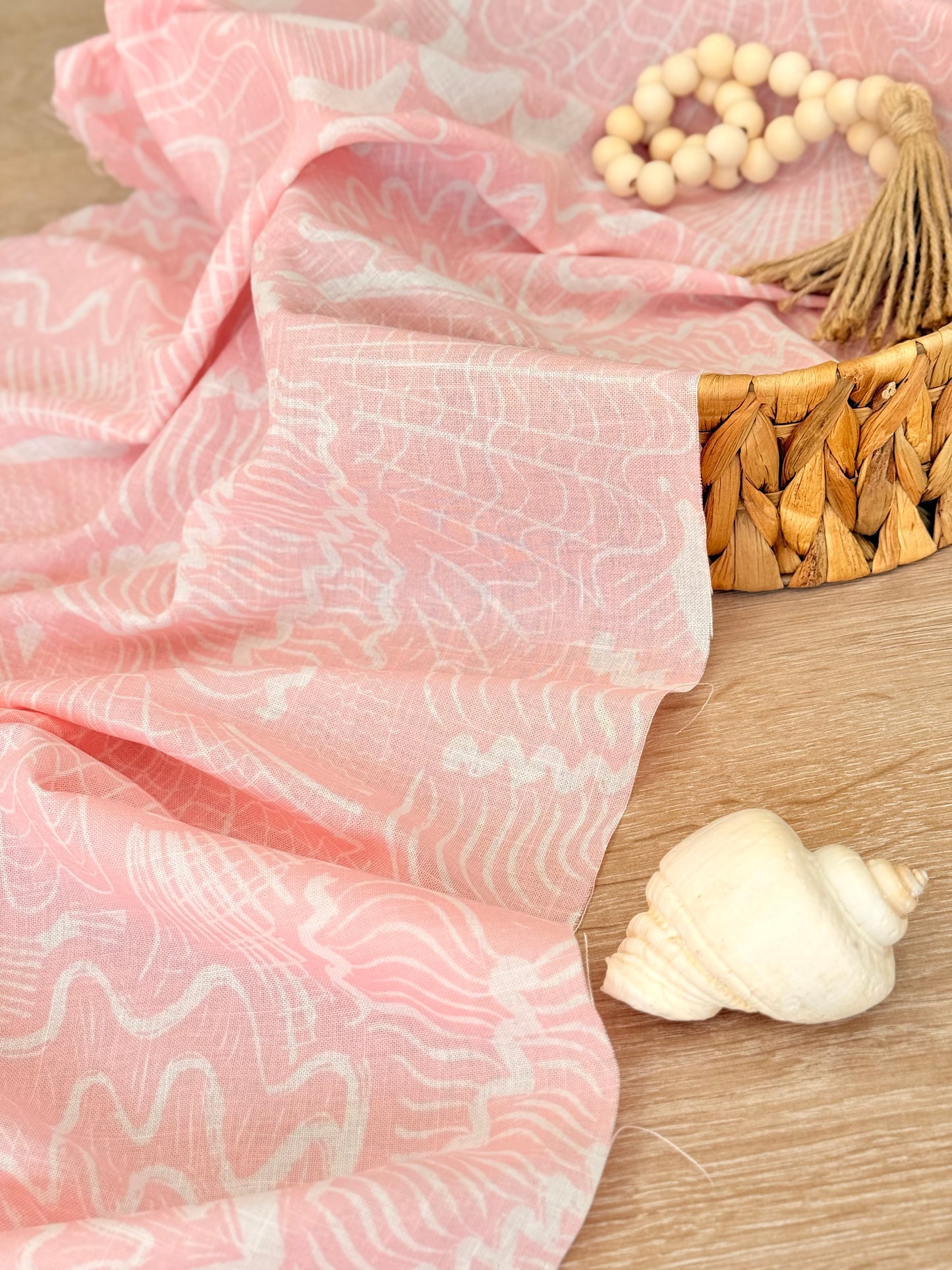 Printed Linen Coral Flow