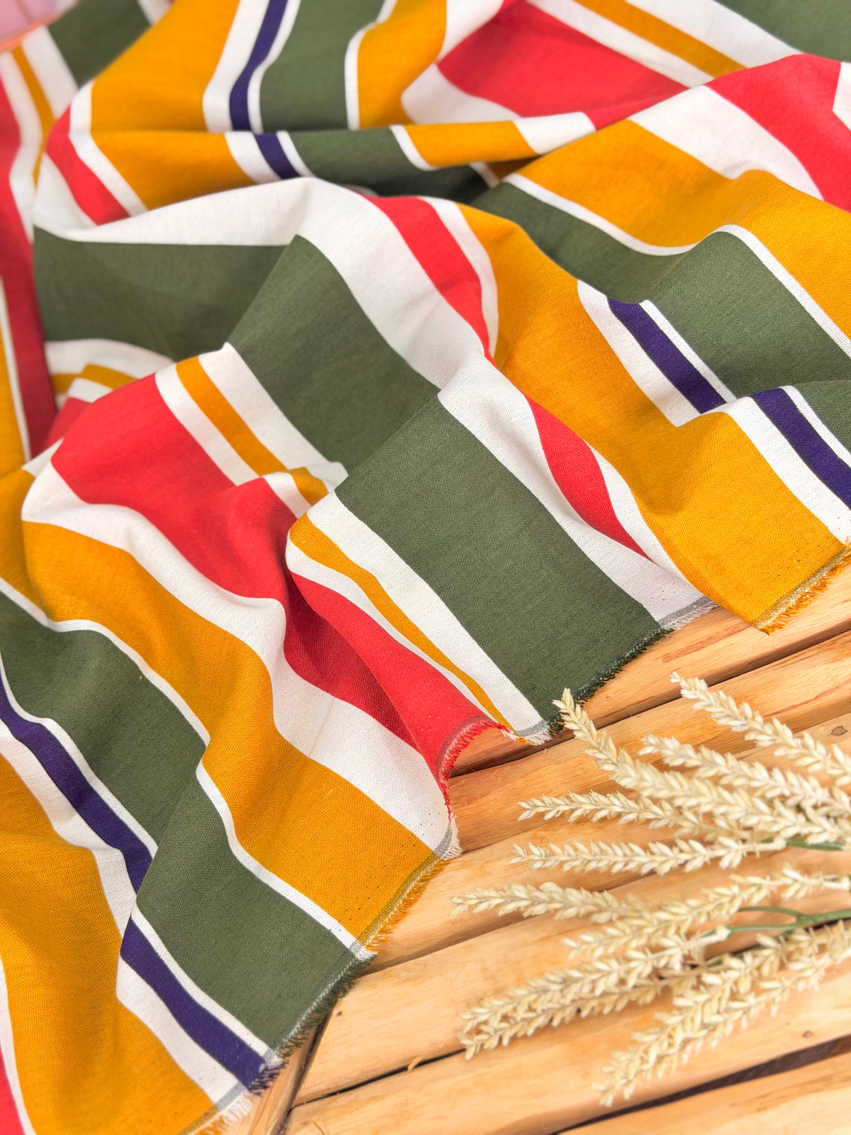 Printed Linen Autumn Stripes