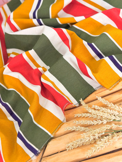 Printed Linen Autumn Stripes