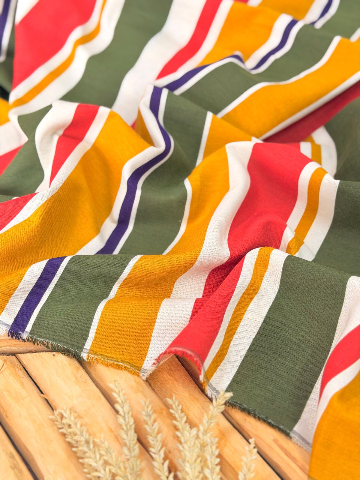Printed Linen Autumn Stripes
