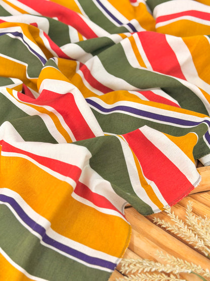Printed Linen Autumn Stripes
