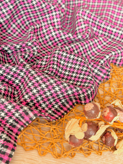 Paño de Lana Pink Houndstooth