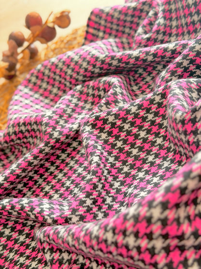 Paño de Lana Pink Houndstooth