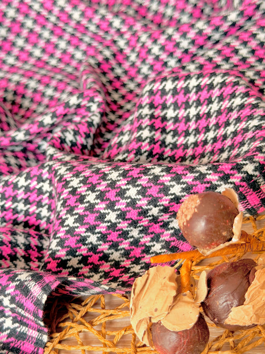 Paño de Lana Pink Houndstooth
