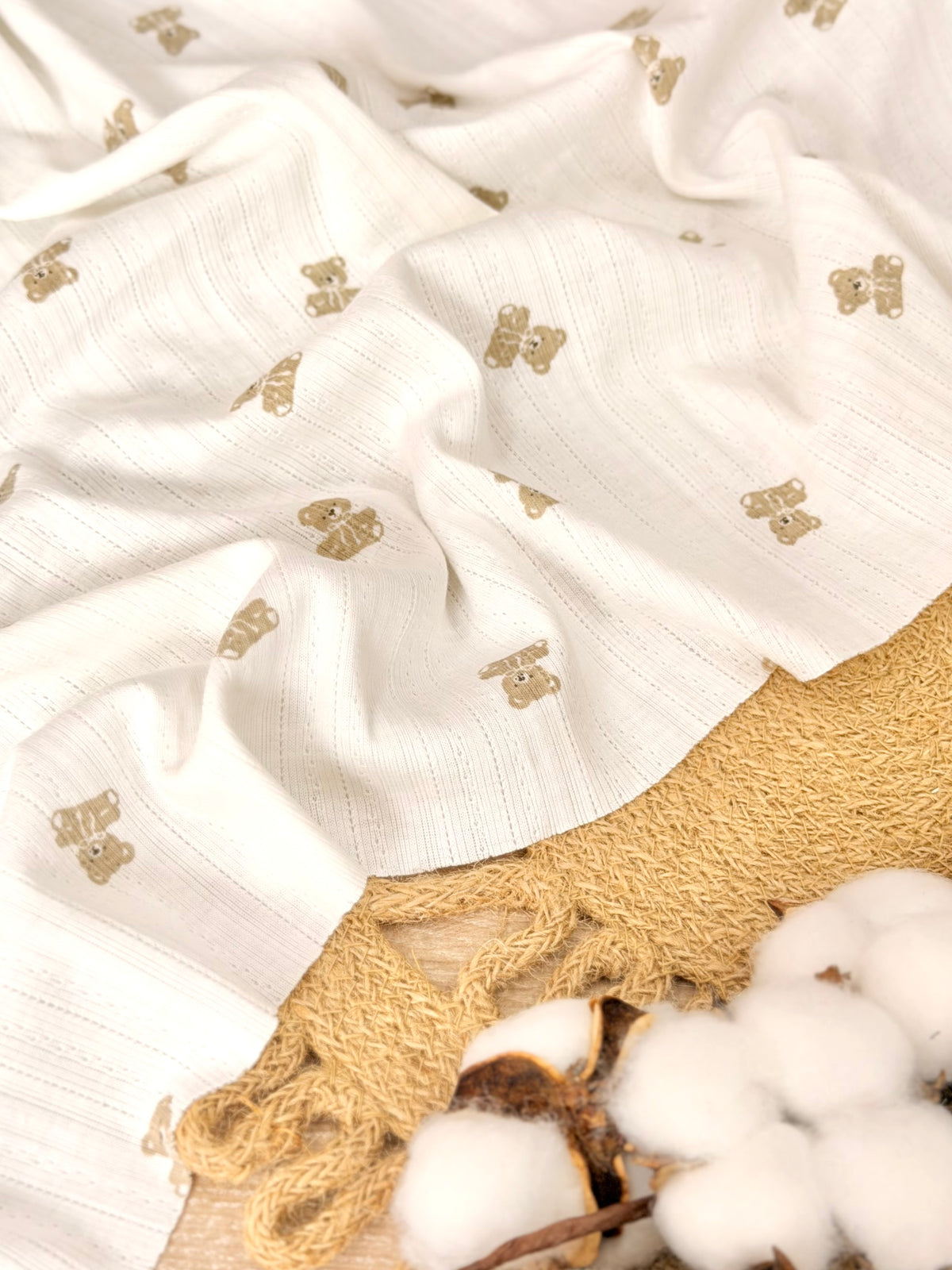 Printed Cotton Jersey Little Teddy