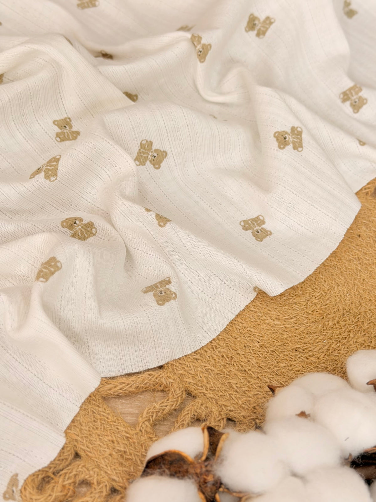 Printed Cotton Jersey Little Teddy