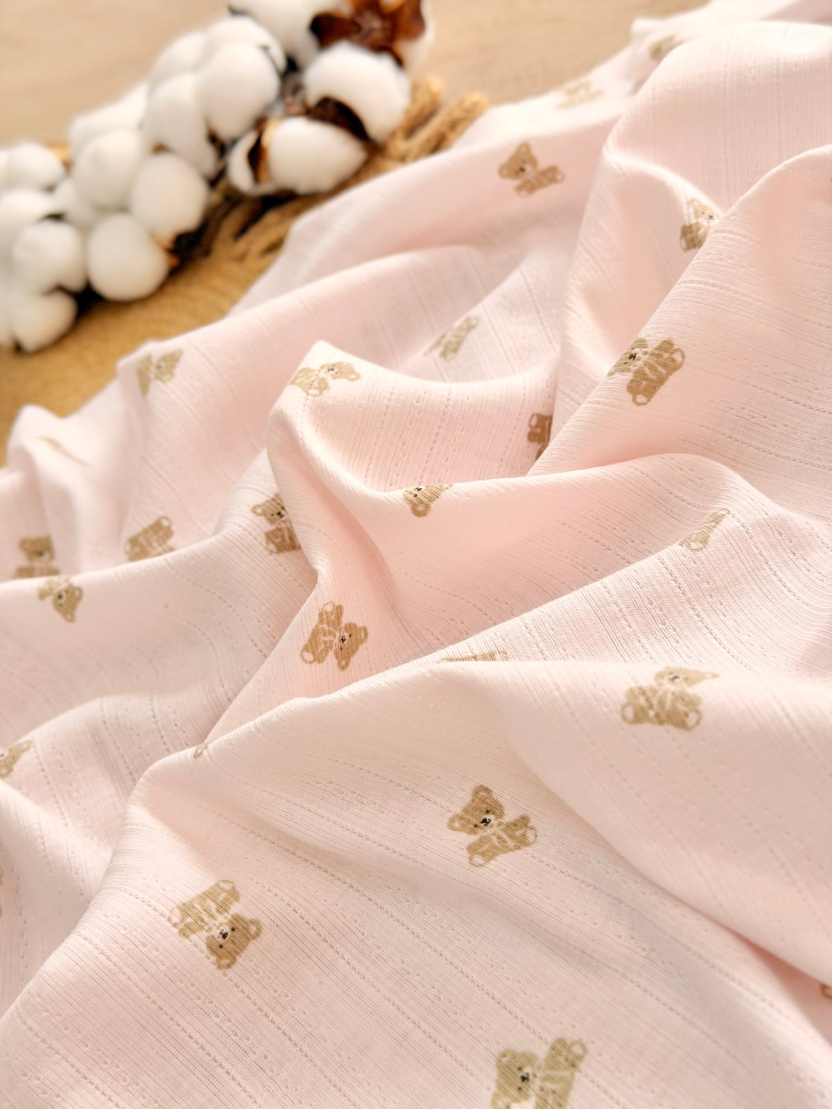 Printed Cotton Jersey Little Teddy
