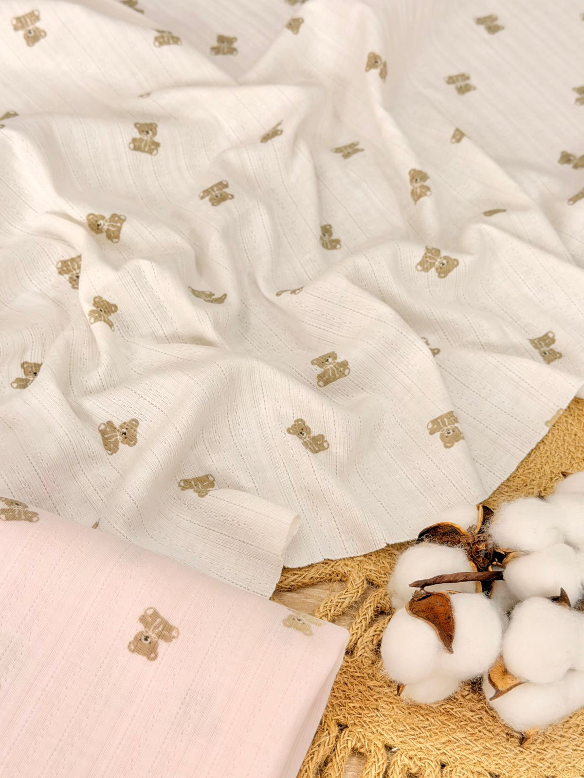 Printed Cotton Jersey Little Teddy