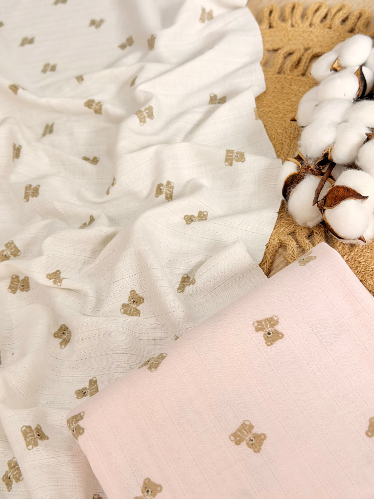 Printed Cotton Jersey Little Teddy