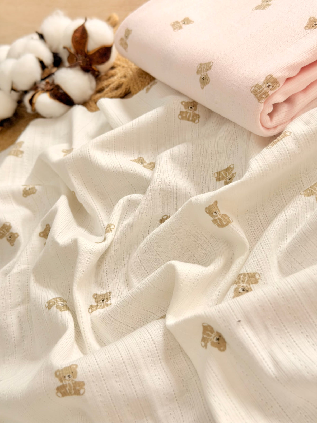 Printed Cotton Jersey Little Teddy