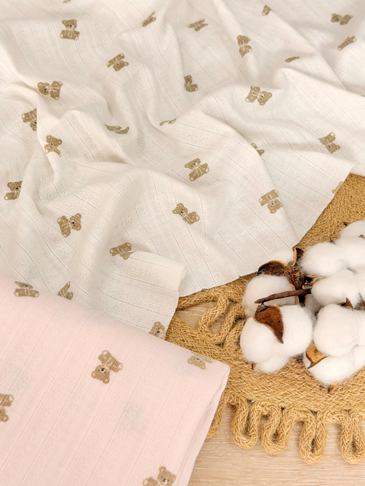 Printed Cotton Jersey Little Teddy