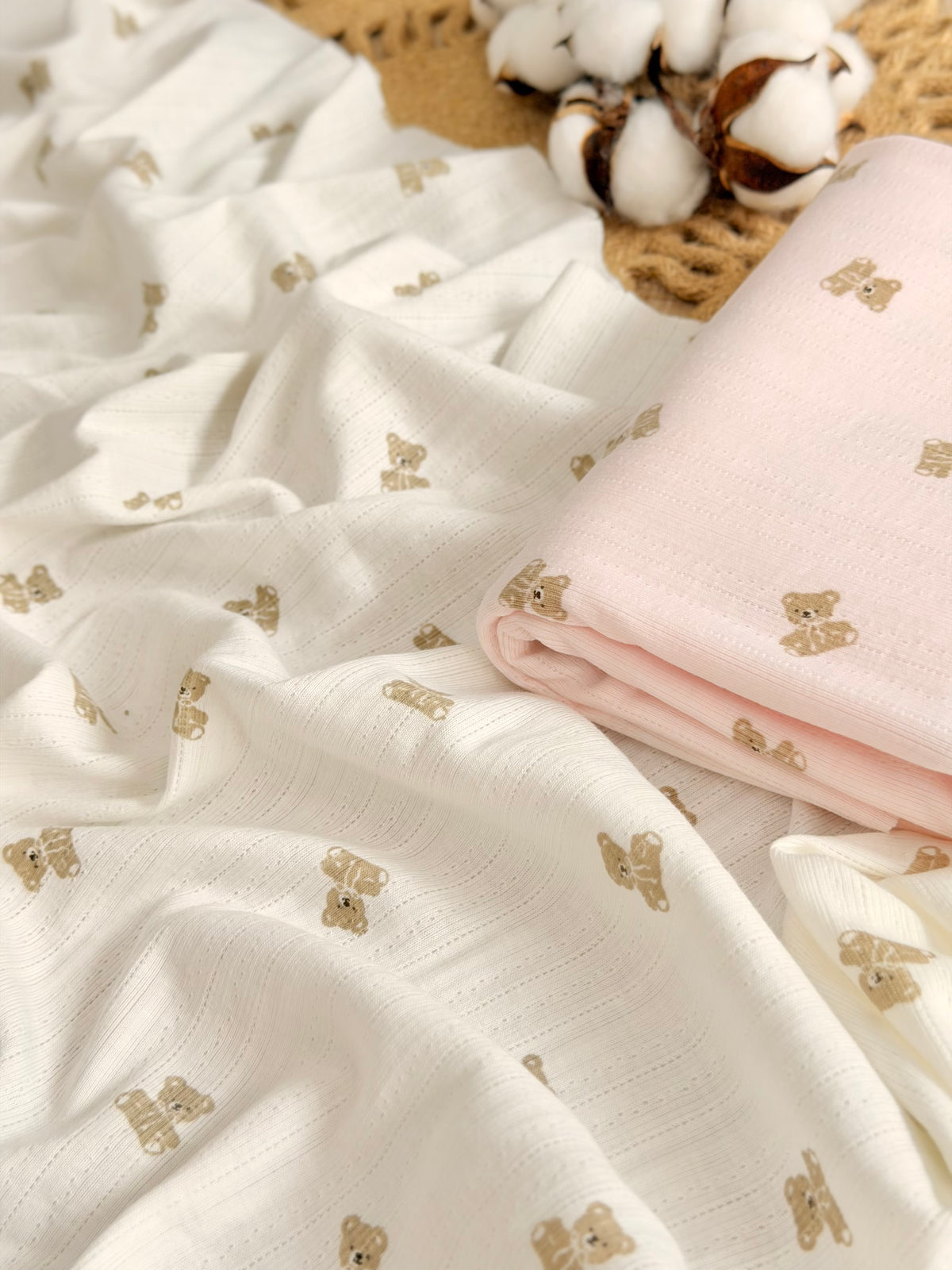 Printed Cotton Jersey Little Teddy