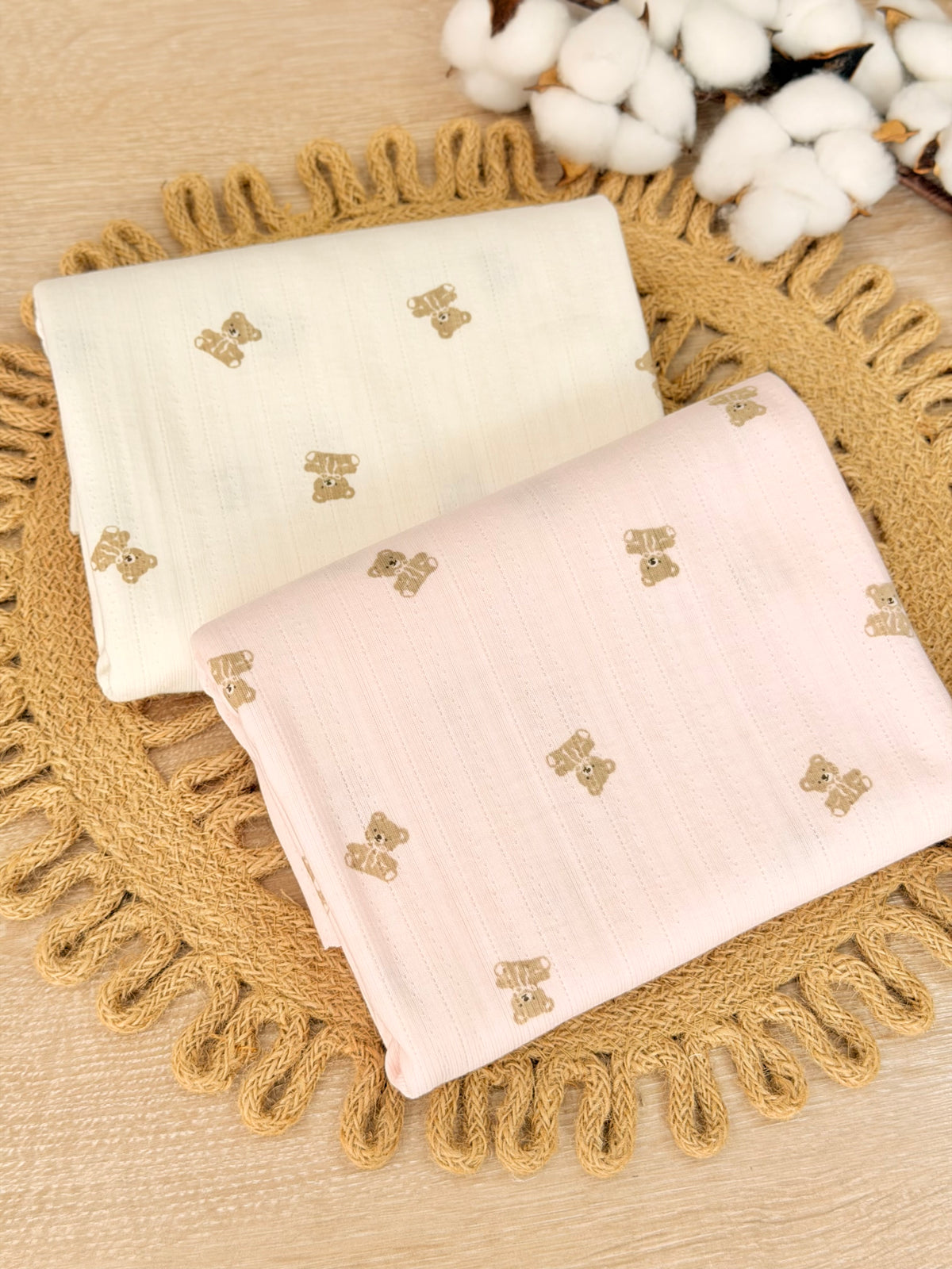 Printed Cotton Jersey Little Teddy
