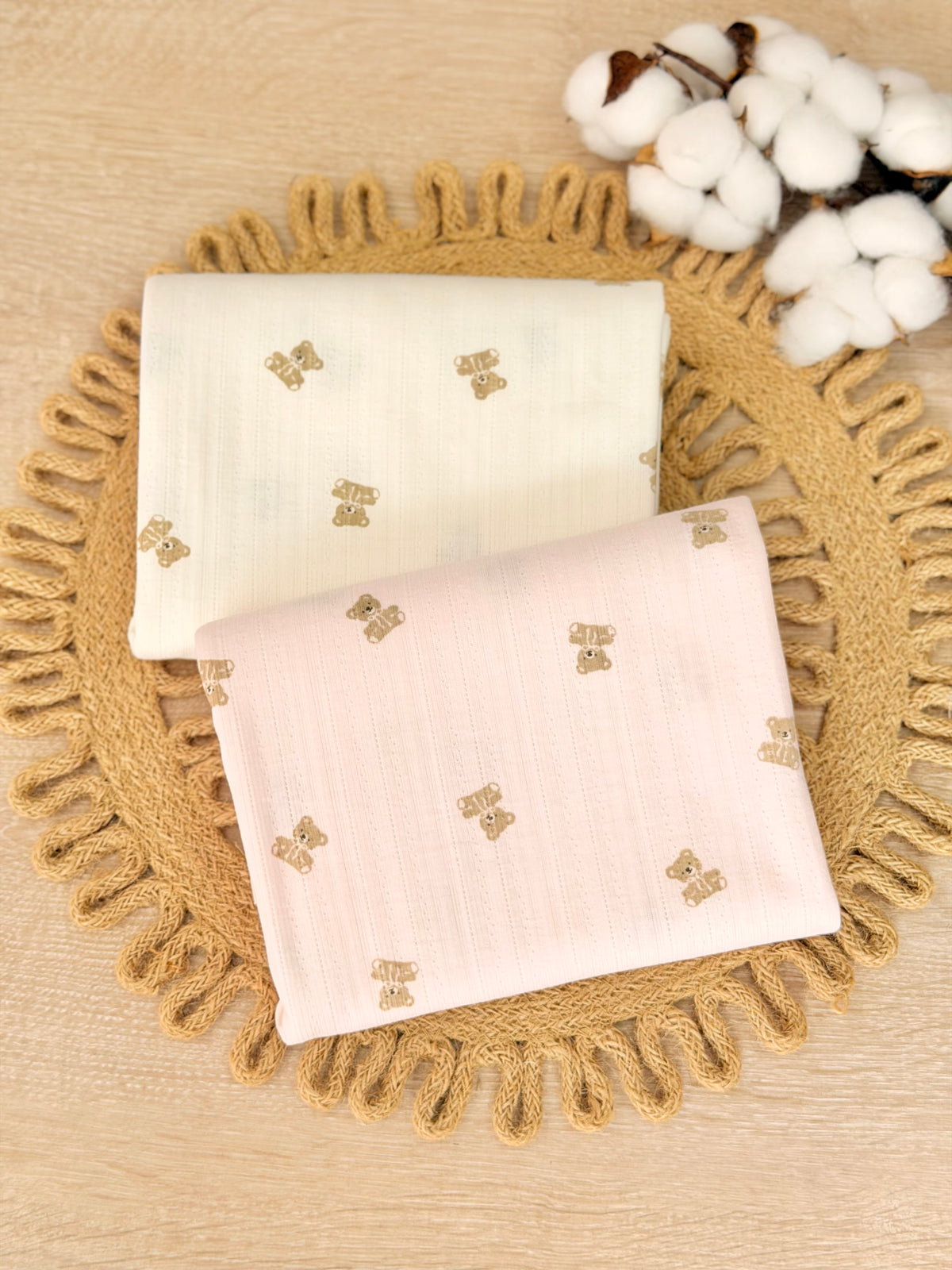 Printed Cotton Jersey Little Teddy