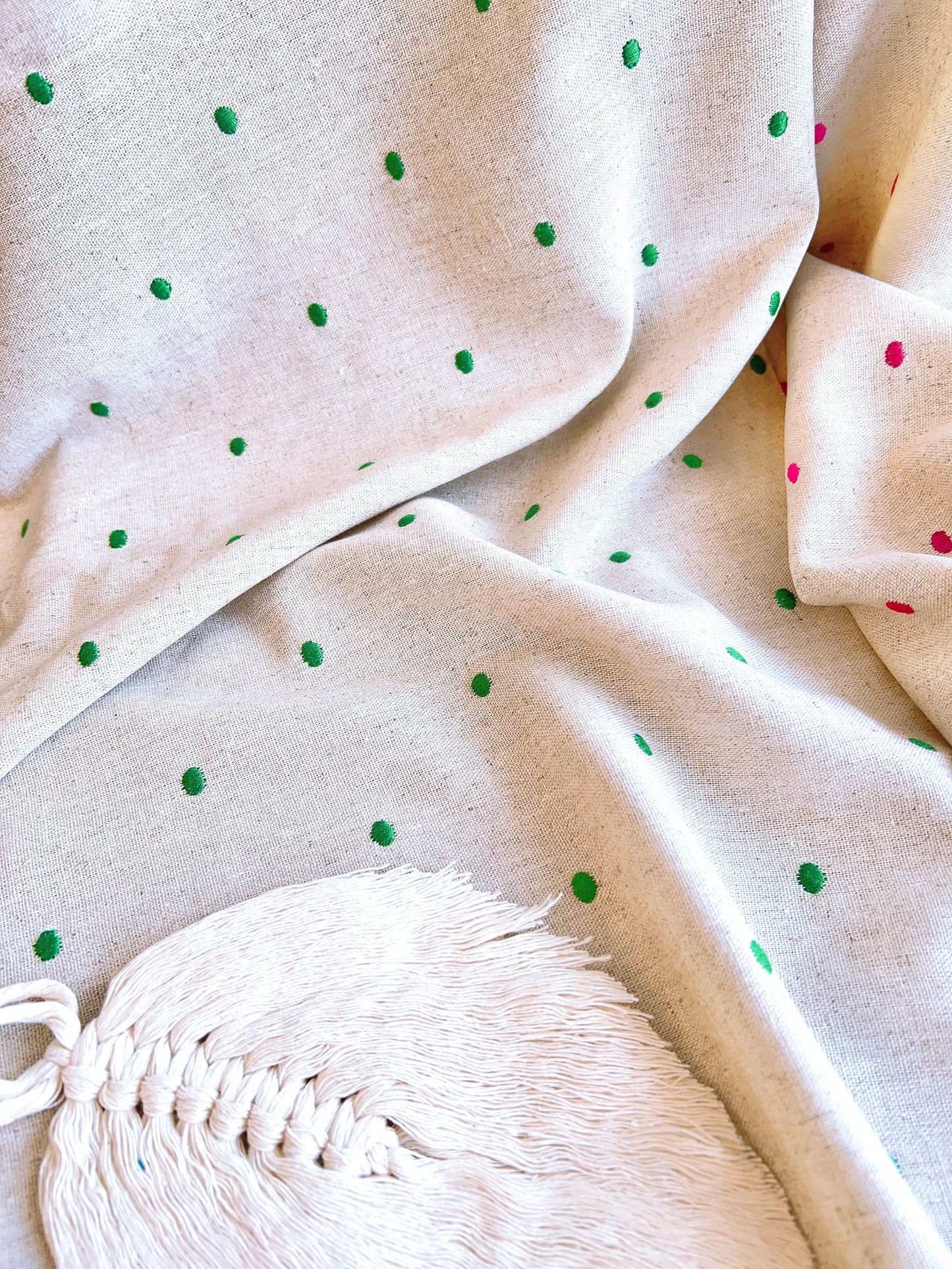 Embroidered Linen Dots